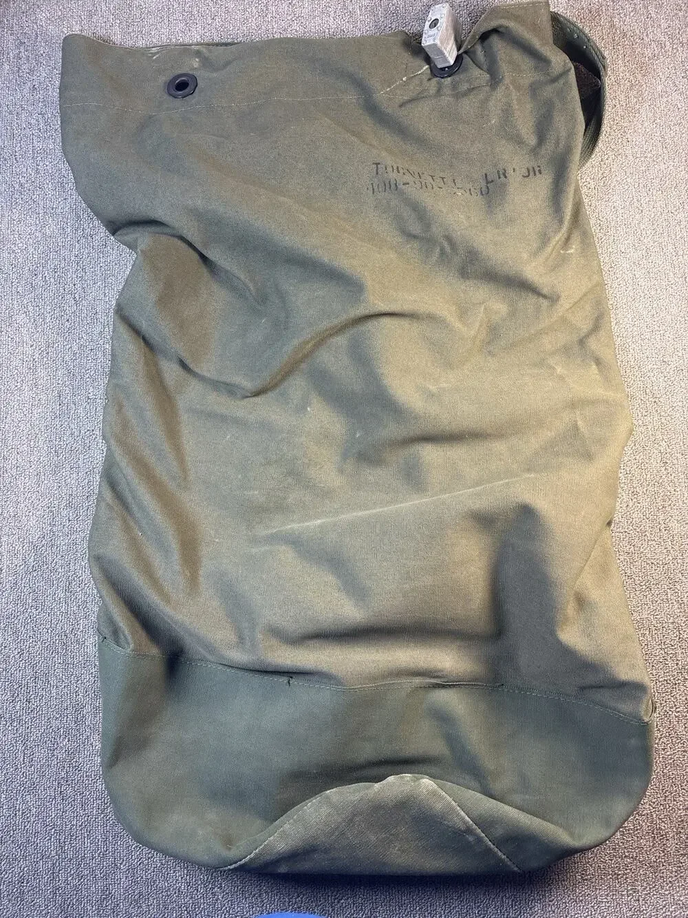 Vintage Vietnam Era Military Duffel Sea Bag OD Green Canvas Lock Stenciled